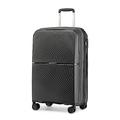 British Traveller Suitcase Hand Luggage Suitcase Lightweight Cabin Suitcase Hard Shell Small Suitcase with 4 Wheels Spinner and TSA Lock(Black, 55cm)