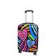 House Of Leather Cabin Size Four Wheels Hard Shell Suitcase Hearts Printed Luggage Cosmos Black