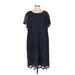 Ann Taylor LOFT Casual Dress - Shift: Blue Damask Dresses - Women's Size P
