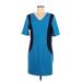 Merona Casual Dress - Sheath V Neck Short sleeves: Blue Color Block Dresses - Women's Size Large