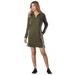 Vevo Active Women's Long-Sleeved Track Dress (Size 4X) Olive Night/White, Cotton,Polyester