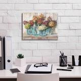 Wildon Home® Aarunya Hydrangeas In Glass Jars White Wood On Canvas by Carol Rowan Print Canvas | 12 H x 16 W x 0.75 D in | Wayfair