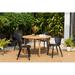 Lark Manor™ Anautica Outdoor Patio 5pc FSC Solid Teak Wood & Aluminum Dining Set Metal in Black | Wayfair 50053ABA0E144306BC6B6A550C15B09B