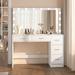 Hokku Designs Jadwin Vanity Wood in White | 55.5 H x 47.2 W x 15.7 D in | Wayfair 2C5064B471714B3DB2CA4123692D5123