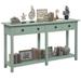 Longshore Tides Batotana 59" Rustic Distressed Console Table w/ 4 Drawers & Shelf, Entryway & Sofa Table in Blue | 33 H x 59 W x 15.2 D in | Wayfair