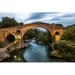 Loon Peak® Theodora Old Roman Stone Bridge On Canvas Photograph Metal in Brown/Green | 32 H x 48 W x 1.25 D in | Wayfair