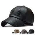 Casquette de baseball réglable en cuir PU pour hommes chapeau de papa para zones casquettes de