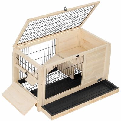 Cozy Critter Retreat: Leak-Proof Wood Rabbit Hutch and Guinea Pig House