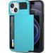 Case for iPhone 13 Mini Case with Card Holder Shockproof Heavy Duty Wallet Case [Credit Card Slot][Slide Cover] Anti-Scratch Shell Dual Layer Armor Bumper Protective Phone Case 5.4 Light Blue