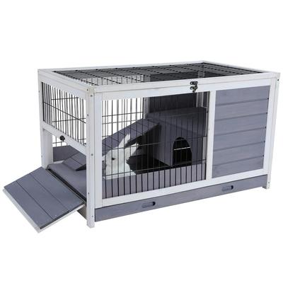 Cozy Critter Retreat: Leak-Proof Wood Rabbit Hutch and Guinea Pig House