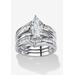 Women's 3.57 Cttw. Cubic Zirconia 2 Piece Bridal Ring Set In .925 Sterling Silver by PalmBeach Jewelry in White (Size 8)