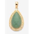 Women's Pear-Cut Genuine Green Jade Gold-Plated Silver Cutout Halo Cabochon Pendant by PalmBeach Jewelry in Green