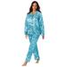 Plus Size Women's The Luxe Satin Pajama Set by Amoureuse in Deep Teal Paisley (Size 14/16) Pajamas