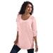 Plus Size Women's Cotton Slub Lace Tunic by Roaman's in Soft Blush (Size S)