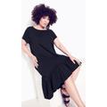 Ella Ruffle Plain Dress - black