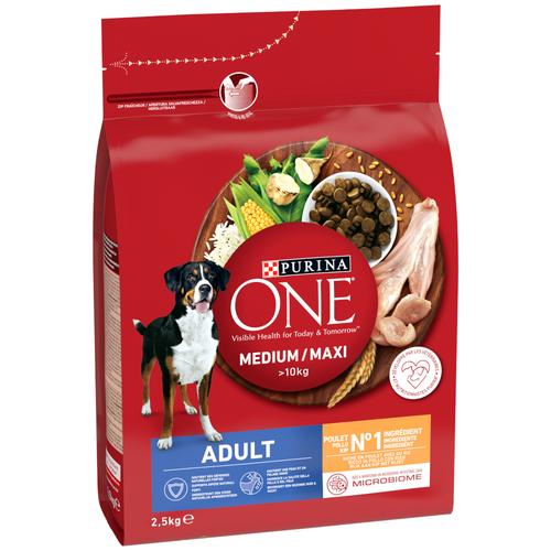 2x2.5kg PURINA ONE Medium/Maxi Adult Huhn Trockenfutter Hund
