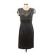 Tahari Casual Dress - Sheath Scoop Neck Short sleeves: Black Print Dresses - Women's Size 4 Petite