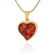 AMBEDORA Women's Necklace with Amber, Sterling Silver Gold Plated, Baltic Amber in Cognac Colour, Gold Plated Pendant Amber Heart Size M with Chain