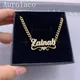 AurolaCo Custom Name Necklace With Heart Stainless Steel Cuban Chain Necklace Custom Letter Choker