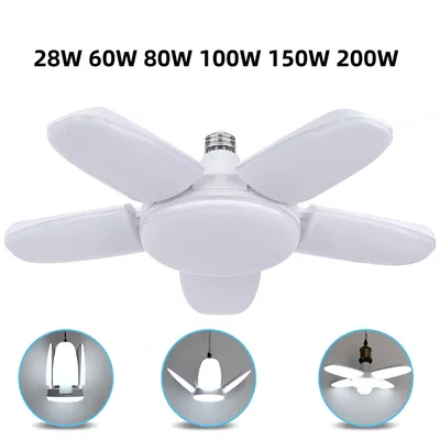 E27 LED Bulb Fan Blade Timing Lamp 220V110V 28W 200W Foldable Led Industrial Light Bulb Lamp For Home Ceiling Light Garage Light