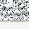 Polymer Clay Spacer Beads Black White Football Pattern Clay Beads For Jewelry Making DIY Handmade