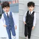 Boy Plaid Vest Blazer Kids Waistcoat Wedding Clothes Set Toddler Formal Dress Suit Child Brooch