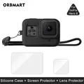 Silicone Case for GoPro Hero 8 Black Tempered Glass Screen Protector Protective Lens Film Housing