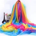 Chiffon Rainbow Colorful Scarf Women's arn Scarf Dance Silk Scarf Oversized Beach Scarf Shawl Four