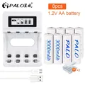 Palo 4-16pcs AA Rechargeable Battery 1.2V 3000mAh NI-MH Nimh Ni Mh High Capacity Rechargeable AA