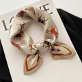 Horse Print 100% Real Silk Square Scarf Women Luxury Brand Small Neckerchief Female Hair Hand Wrist