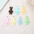 20Pcs 15*24MM Mini Violent Bear Charms Glitter Flatback Resin Craft Jewlery Findings For Necklace