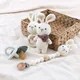 Animal Crochet Pacifier Chain Nipples Holder for Newborn Dummy Chains Soother Chew Teething Toy