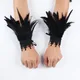 Punk Gothic Gloves Feather Wrist Cuff Carnival Stage Show Showgirl Natural Dyed Rooster Feather Arm