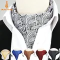 High Quality Men Ascot Neck tie Vintage Paisley Jacquard Woven Necktie Cravat Tie Scrunch Self