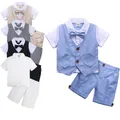 Baby Boys Clothing Set Infant Gentleman Outfit Top + Shorts Baptism Wedding Birthday Gift Costume