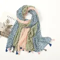 Lovely 3 Segments Ombre Polka Floral Tassel Viscose Shawl Scarf Lady High Quality Wrap Pashmina