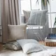 Simple Plaid Cushion Cover Brown Grey Embroidery Stripe 45x45cm 60x60cm Cotton Linen Pillow Cover