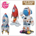 Inflatable Rocket spaceman astronaut Balloons Base Standing Rockets Foil Balloon Boys Space Theme