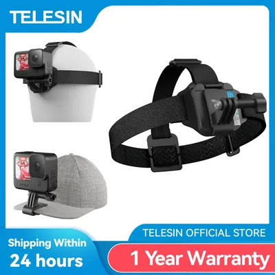 TELESIN 2 in 1 Head Strap Hat clip for Gopro hero 12 11 10 9 8 7 Head Belt Strap Mount For Insta 360