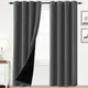 Thermal Insulated 100% Blackout Curtains for Bedroom with Black Liner Full Room Darkening Noise