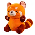 Stuffed Anime Figure Doll Turned Red Panda Plushie Doll Fluffy Hair Red Raccoon Animals Hug Throw