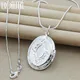 DOTEFFIL 925 Sterling Silver Oval Round Photo Frame Pendant Necklace 18/20-28/30 Inch Snake Chain