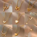 Classic Gold Color Stainless Steel Necklace For Women Jewelry Limited Pearl Beads Heart Pendant