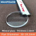 Watch glass Mineral glass Flat Thick 2.0 mm 30 - 39.5mm Diameter Transparent Plane crystal
