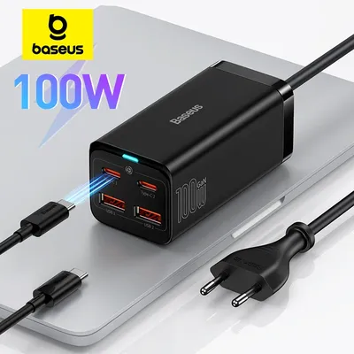 Baseus 100W 65W GaN Charger Desktop Laptop Fast Charger 4 in 1 Adapter For iPhone 17 16 15 14 13 Pro Max Phone Charger Samsung