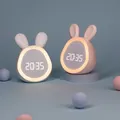 Kids Cute Rabbit Alarm Clock With Night Light Stepless Dimming Led Digital Alarm Clock For Boy Girls