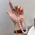 Ins Fresh Flower Beads Mobile Phone Charm Strap Chain Anti-Lost Lanyard Women Girl Jewelry Phone