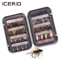 ICERIO 32pcs/Box Trout Nymph Fly Fishing Lure Assorted Flies Kit Nymphs Dry/Wet Flies Fishing Fly