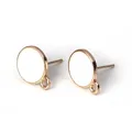 Fashion Ear Post Stud Earrings Findings Round Gold Color Earrings White W/ Loop Women Party Jewelry