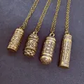 Mini Brass Spoon Jar Accessories Pendants Locket Sanskrit Mantra Embossed Necklace Urn necklace